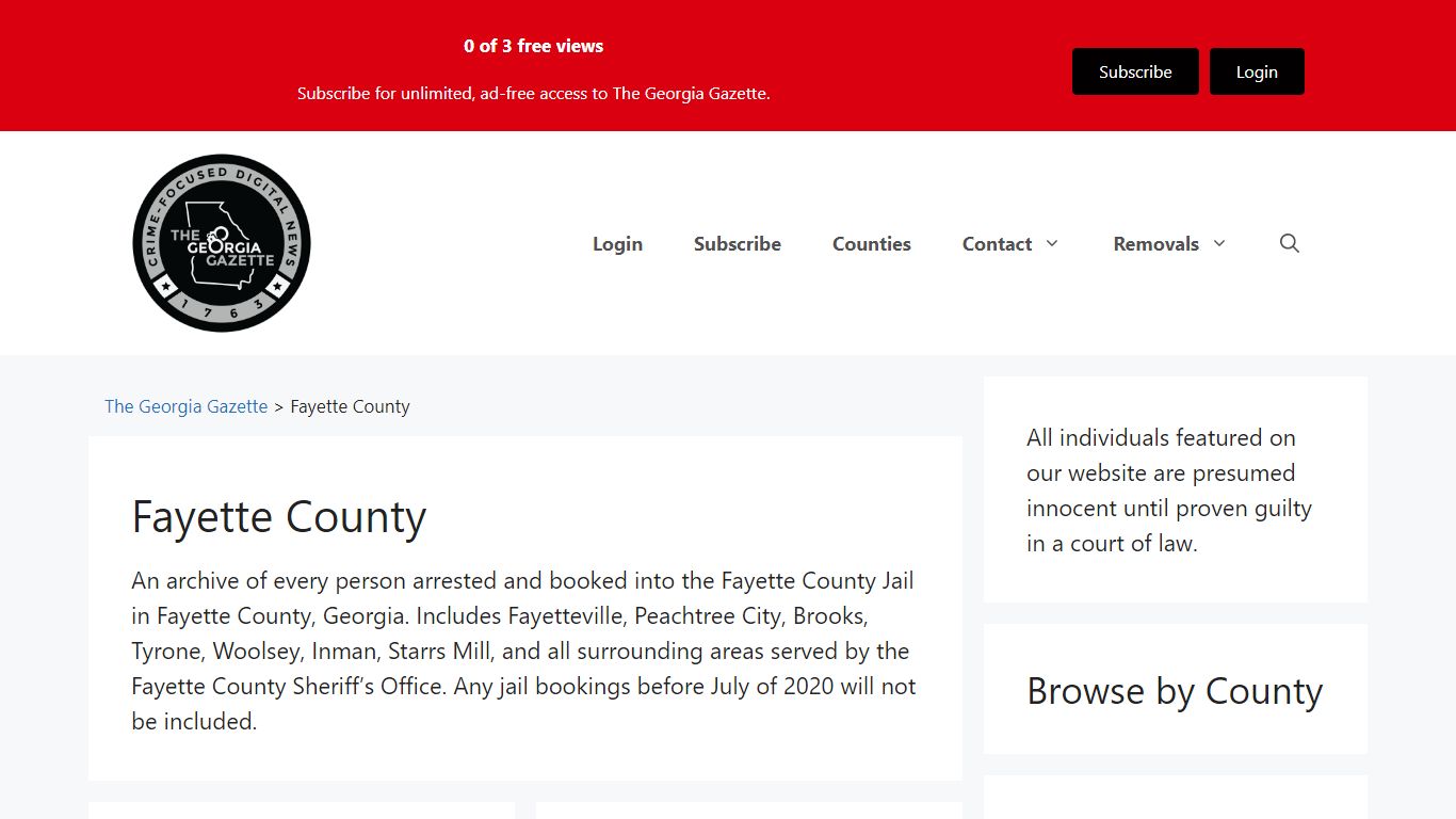 Fayette County Jail Bookings - The Georgia Gazette